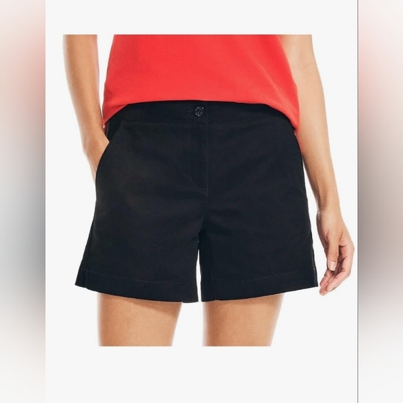 Nautica Pants - Nautica Womens Mid-Rise Cotton Shorts, Summer Black Inseam 5Size 6 Waist 15